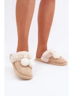 Dámské Pantofle S Kožešinou Béžové Nartani
