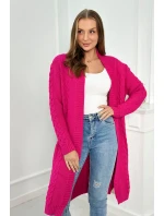 Svetr Cardigan kostkovaný kostkovaný fuchsiový Svetr Cardigan kostkovaný kostkovaný fuchsiový
