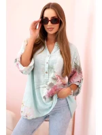 Dámská blůza z bavlny s květinovým vzorem a knoflíky mincovna