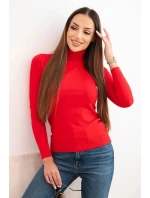 Dámský svetr z viskózy s rolákem a dlouhým rukávem červený Dámský svetr z viskózy s rolákem a dlouhým rukávem červený