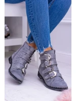 Lu Boo tmavě šedé semišové kotníkové boty Virginia Rock Star