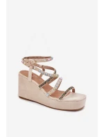 Dámské Sandály Na Klínu Se Zdobením Na Páskách Béžové Lunara Dámské Sandály Na Klínu Se Zdobením Na Páskách Béžové Lunara
