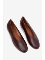 Dámské baleríny z eko kůže na plochém podpatku hnědé Olyssia Dámské baleríny z eko kůže na plochém podpatku hnědé Olyssia