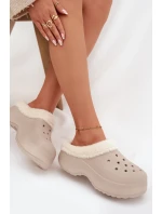 Pěnové dámské pantofle s teplou kožešinou Khaki Palvine Pěnové dámské pantofle s teplou kožešinou Khaki Palvine