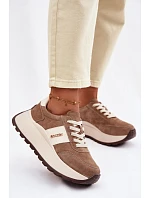 Dámské tenisky na platformě z přírodního semiše tmavě béžové Rosinae