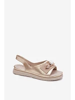 Kožené dámské sandály s ozdobou D&A GR61-5932 Zlaté