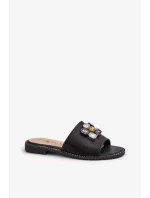 Dámské pantofle s ozdobami S.Barski Černá Dámské pantofle s ozdobami S.Barski Černá