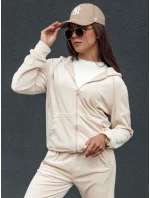 Dámský velurový rozepínací komplet VELCOMFY ecru FashionStreet AY1081
