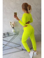 Sada s halenkou top žlutá neonová