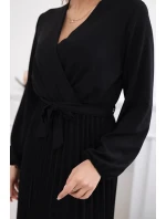 Šaty se svázaným plisovaným lemem černý