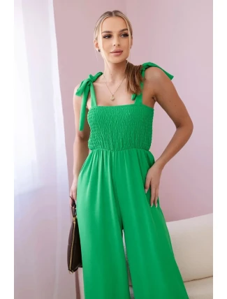 Overal na ramínka s volánkovým topem zelený Overal na ramínka s volánkovým topem zelený