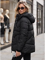 Dámská zimní prošívaná bunda s kapucí, černá, FashionStreet TY5751 Dámská zimní prošívaná bunda s kapucí, černá, FashionStreet TY5751
