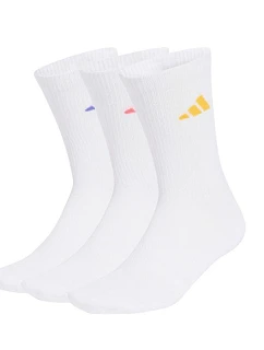 Ponožky adidas Cushioned Sportswear Crew, 3 páry, bílé, KQ6760