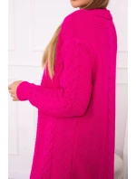 Svetr Cardigan kostkovaný kostkovaný fuchsiový Svetr Cardigan kostkovaný kostkovaný fuchsiový