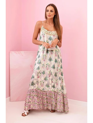 Dámské šaty na ramínka ze světlé viskózy fialka