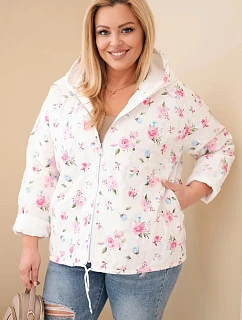 Dámská jarní bunda Plus Size s drobným květinovým vzorem růžová
