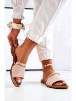 Kožené Nazouváky Lewski Shoes 3047 Béžové