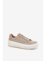 Dámské Textilní Tenisky Na Platformě Big Star RR274465 Béžové Dámské Textilní Tenisky Na Platformě Big Star RR274465 Béžové