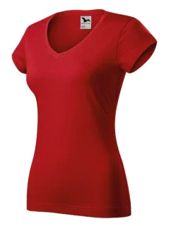 Fit V-neck tričko dámské červená