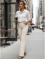 Dámské rovné džínové kalhoty s vysokým pasem ecru FashionStreet UY3058