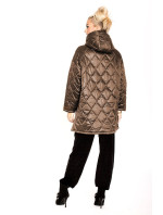 Hnědá prošívaná dámská oversize bunda s kapucí (AG5-010)