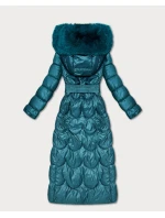 Klasický prošívaný kabát v mořské barvě s kapucí Minority (T3-2620#-56)