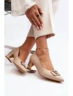 Elegantní lodičky s ozdobou Laura Messi 2740 Beige Elegantní lodičky s ozdobou Laura Messi 2740 Beige