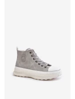 Zateplené dámské tenisky na platformě Big Star OO274073 šedé