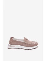 Dámské mokasíny z přírodního semiše tmavě béžové Demela