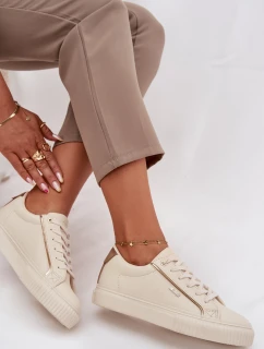 Dámské tenisky z ECO kůže Big Star – béžové/zlaté