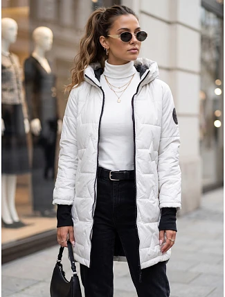 Dámská prošívaná přechodová bunda s kapucí, světle šedá, FashionStreet TY5788 Dámská prošívaná přechodová bunda s kapucí, světle šedá, FashionStreet TY5788