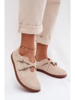 Kožené semišové dámské polobotky Zazoo N1271 světle béžové