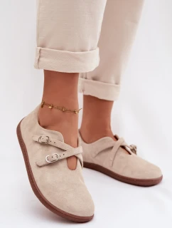 Kožené semišové dámské polobotky Zazoo N1271 světle béžové