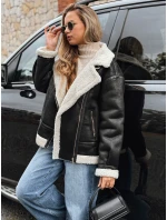 Dámská černá bunda z ovčí kůže ramones FashionStreet TY5246