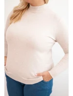 Dámský svetr Plus Size z viskózy s rolákem béžový Dámský svetr Plus Size z viskózy s rolákem béžový