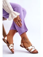 Zazoo 40185 Pohodlné Kožené Nášlapné Sandály Zlaté