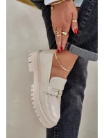 Lakované dámské mokasíny s ozdobnou hračkou medvěd béžové Wulinea