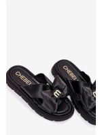 Dámské kožené sandály na platformě s mašlí CheBello 4647 černé