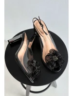 Sandály na podpatku s ozdobou a krystaly D&A MR52-236 Černé