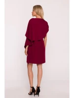 S423 Šaty s pláštěm - bordó