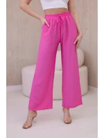 Viskózové kalhoty se širokými nohavicemi růžový