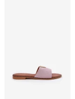 Dámské Sandály Na Plochém Podpatku S Ozdobnými Detaily Fialové Saliena