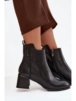 Dámské kožené kotníkové boty na podpatku vyhřívané černé Nolivra