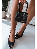 Dámské sandály na podpatku Eko semiš Černé Sevina