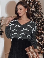 RIBBLOOM dámský svetr s mašlemi černý FashionStreet MY2360