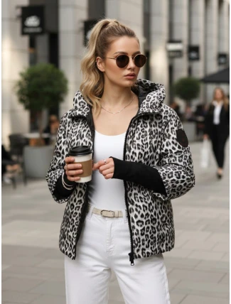 Dámská přechodná bunda s leopardím vzorem bílá FashionStreet TY5548