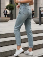 Dámské džíny mom fit s vysokým pasem světle modré FashionStreet UY2909