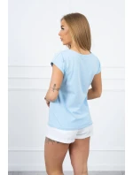 Halenka s potiskem rtů modrá