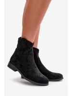 Dámské černé šněrovací boty na ploché podrážce S.Barski HY66-135