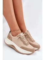 Dámské semišové tenisky na platformě Big Star RR274A345 HI-POLY SYSTEM Tmavě béžové